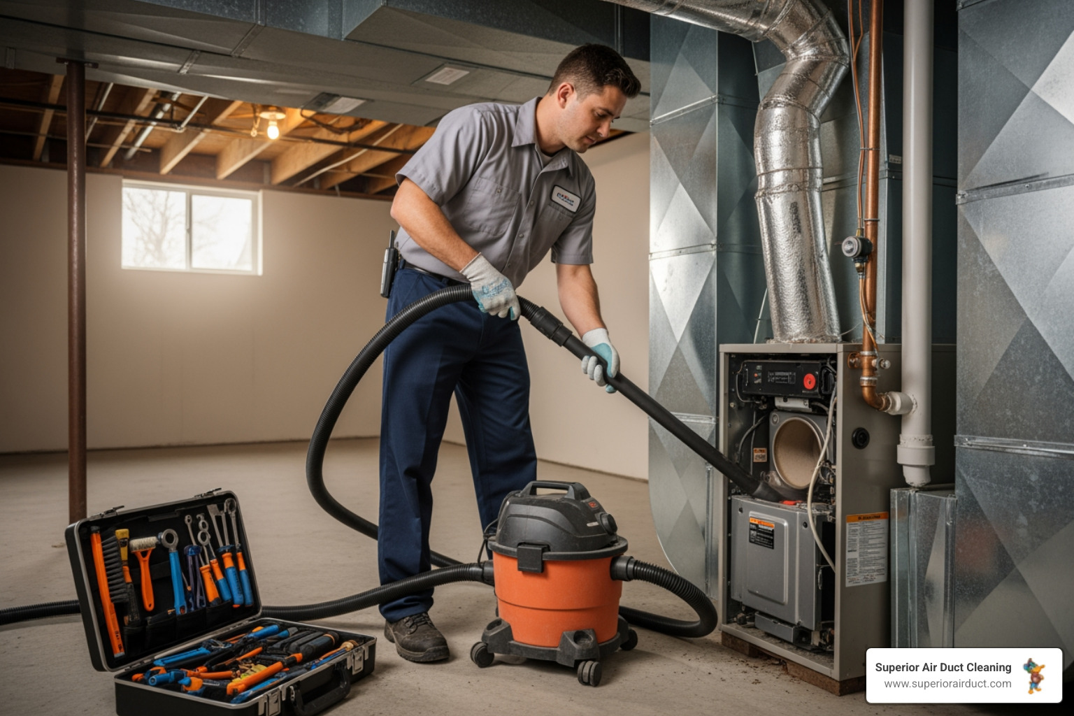 infographic showing dust, pet dander, pollen, and mold spores circulating through home ductwork from a furnace through vents into living spaces - "List HVAC cleaning services available in Trumbull County, OH." infographic showing dust, pet dander, pollen, and mold spores circulating through home ductwork from a furnace through vents into living spaces - "List HVAC cleaning services available in Trumbull County, OH."