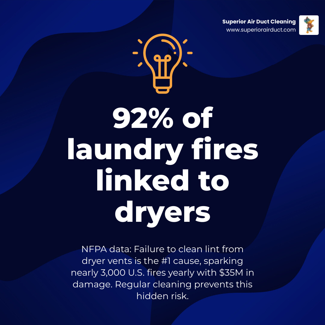 Infographic showing lint buildup dangers, warning signs, fire statistics, and cleaning frequency for dryer vents - dryer Infographic showing lint buildup dangers, warning signs, fire statistics, and cleaning frequency for dryer vents - dryer