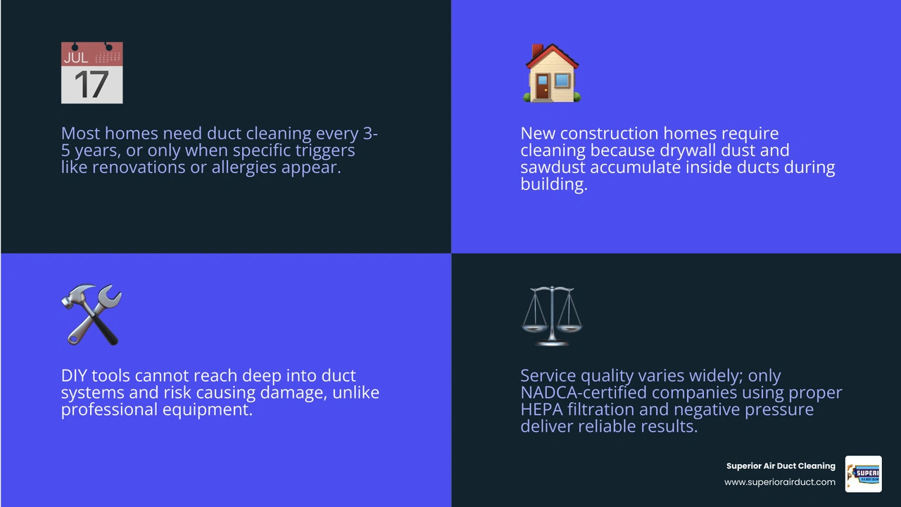 Infographic showing common duct cleaning myths vs facts with EPA guidelines and when cleaning is actually needed infographic Infographic showing common duct cleaning myths vs facts with EPA guidelines and when cleaning is actually needed infographic