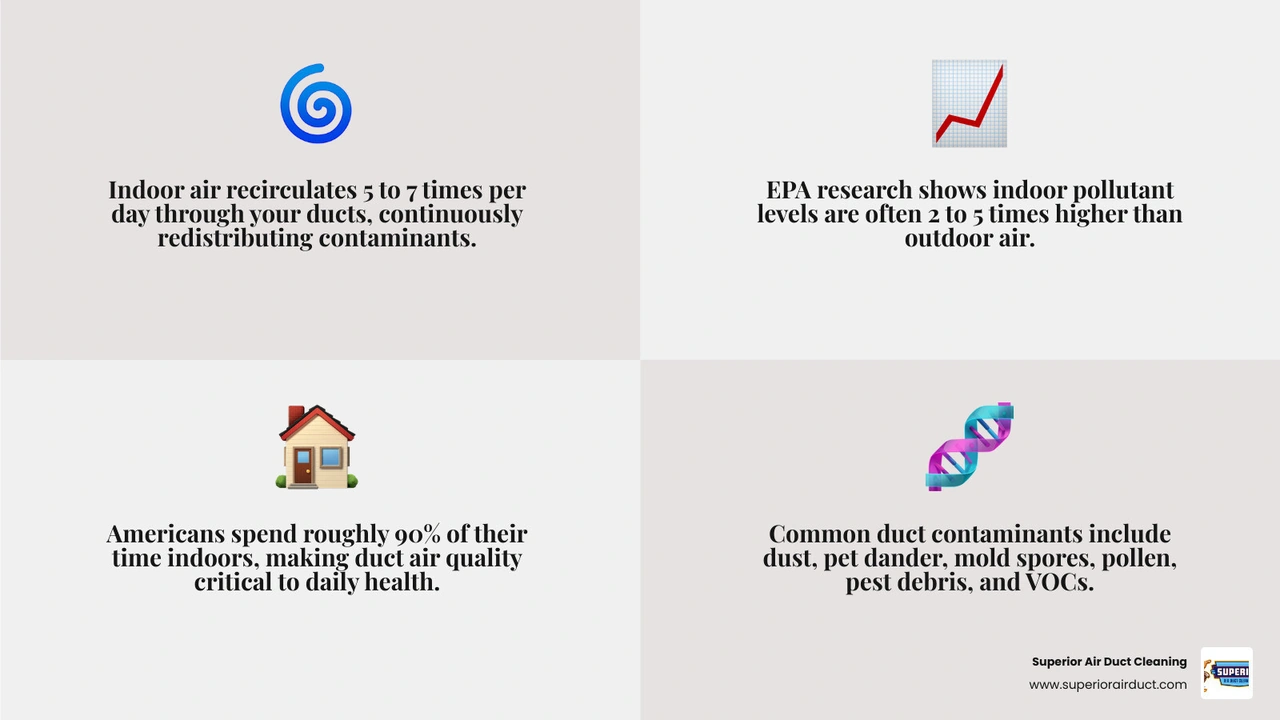 infographic showing common air duct contaminants and indoor air recirculation cycle infographic infographic showing common air duct contaminants and indoor air recirculation cycle infographic