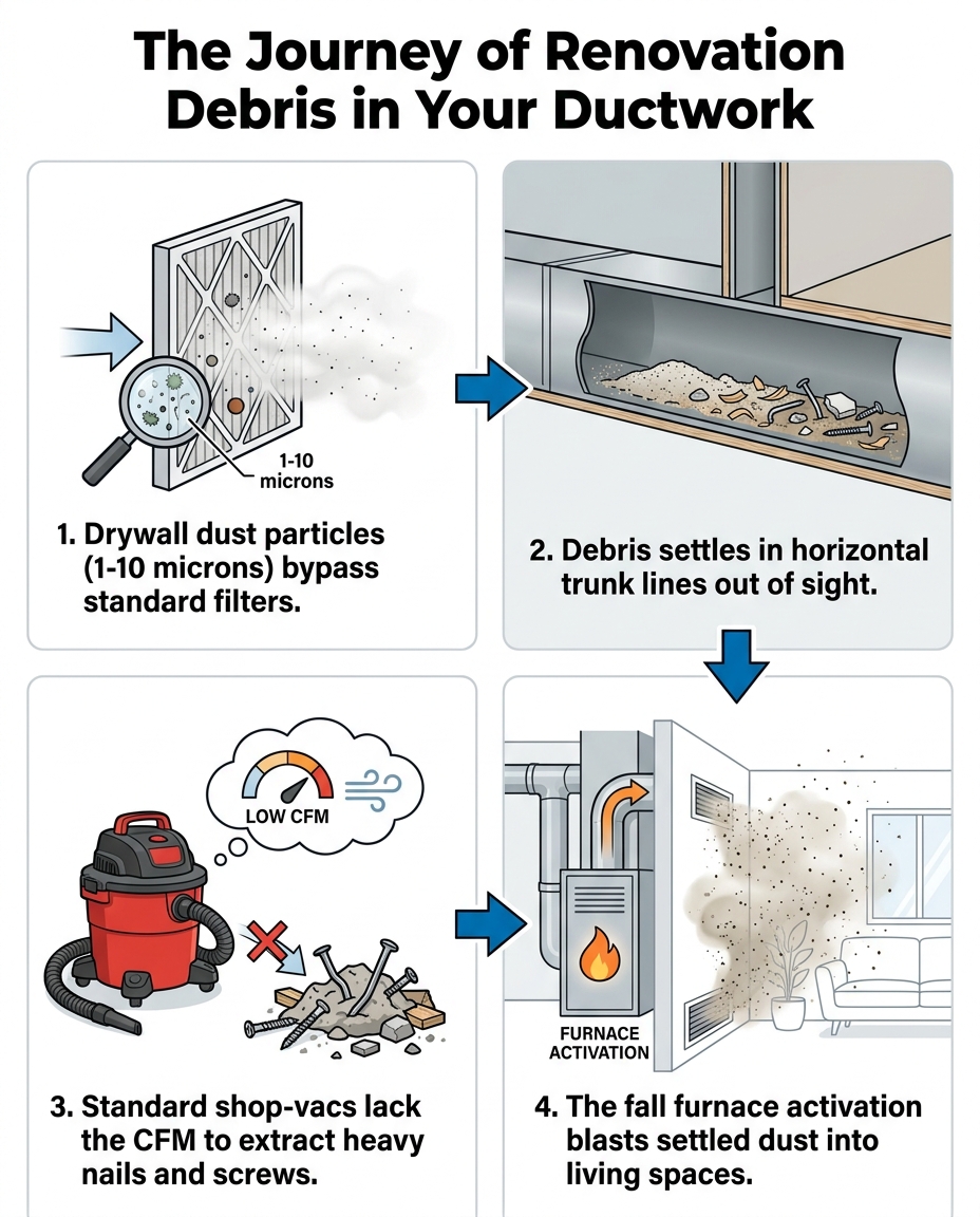 The Journey of Renovation Debris in Your Ductwork
