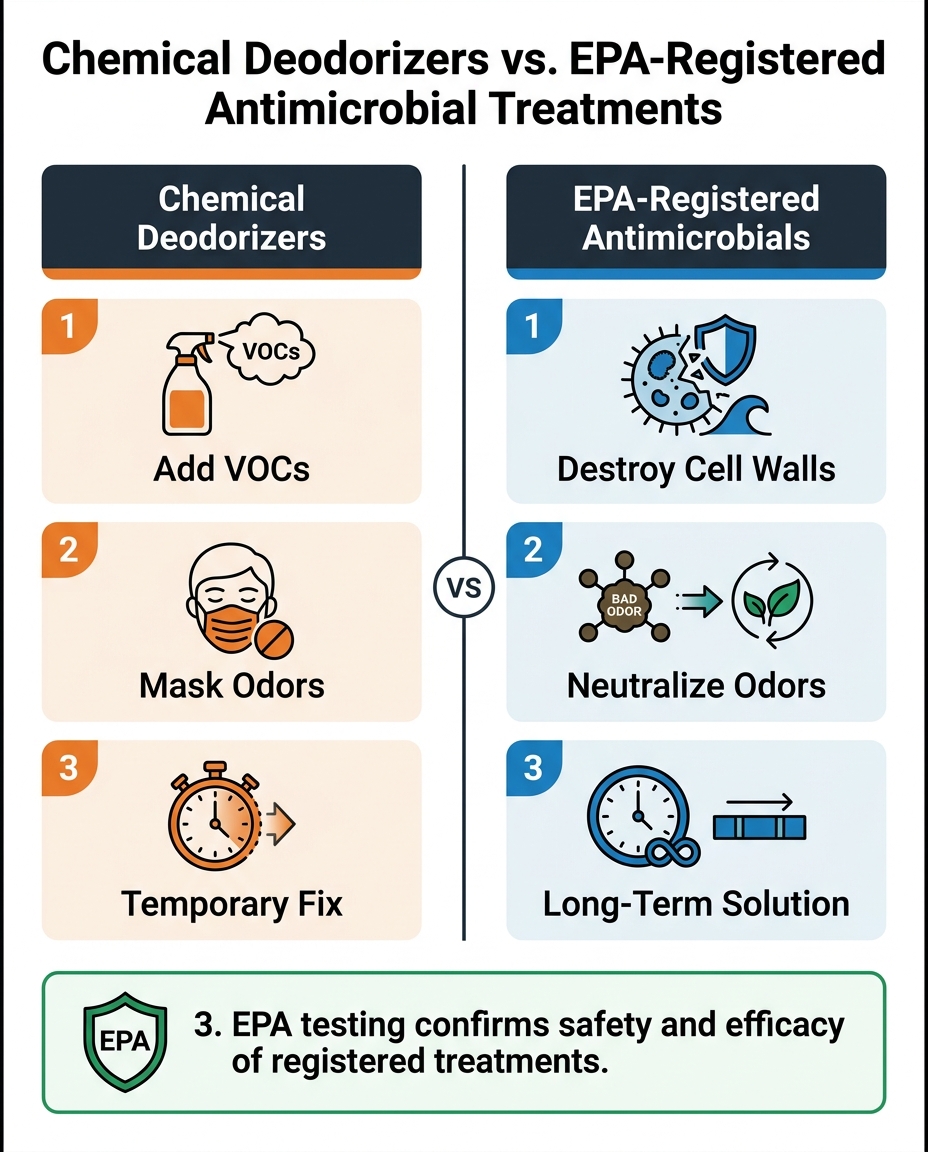 Chemical Deodorizers vs. EPA-Registered Antimicrobial Treatments