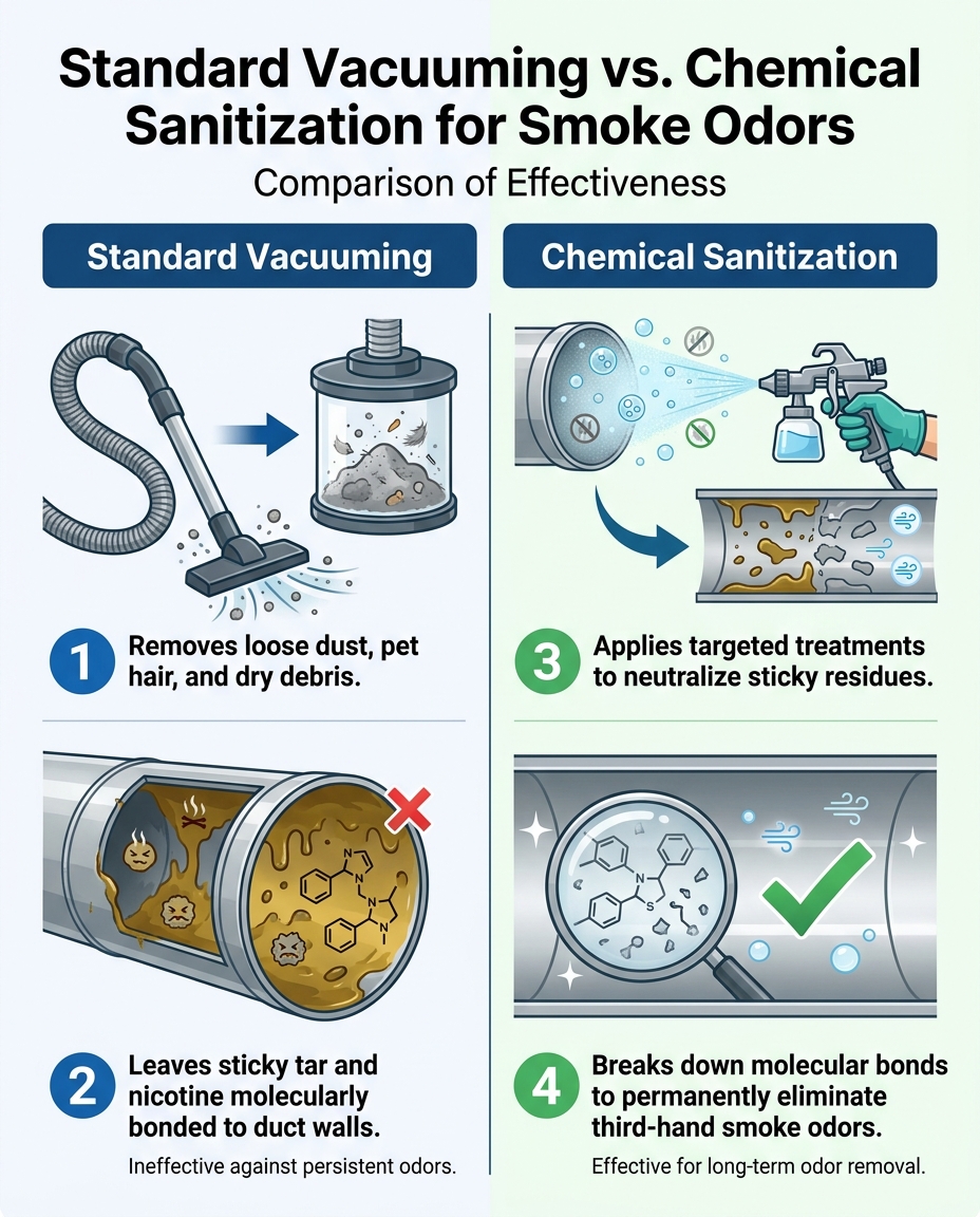 Standard Vacuuming vs. Chemical Sanitization for Smoke Odors