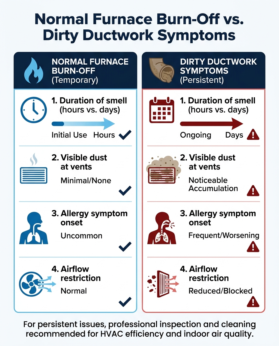 Normal Furnace Burn-Off vs. Dirty Ductwork Symptoms