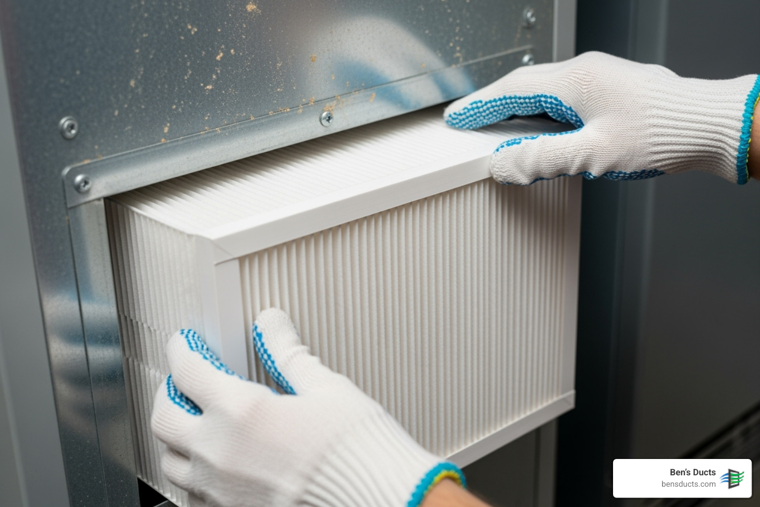 High-quality HVAC air filter being changed - mold remediation air ducts berea