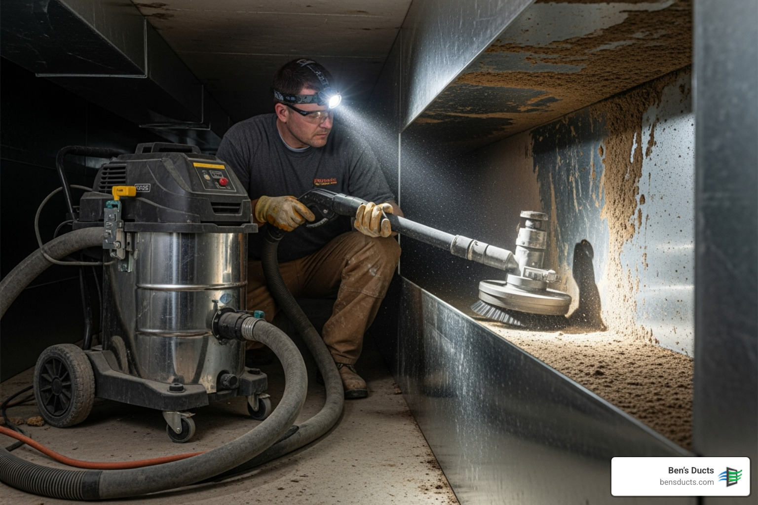 technician using professional duct cleaning equipment - hvac duct cleaning rocky river