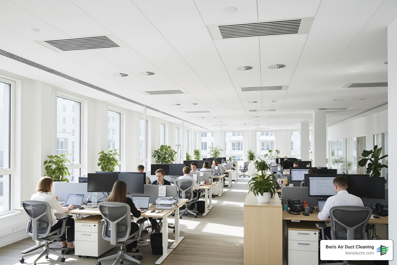 infographic showing the business benefits of commercial air duct cleaning including improved employee health with fewer sick days, reduced energy costs from efficient HVAC operation, extended equipment lifespan, better customer experience from cleaner air, and removal of accumulated dust and allergens - commercial air duct cleaning berea oh infographic showing the business benefits of commercial air duct cleaning including improved employee health with fewer sick days, reduced energy costs from efficient HVAC operation, extended equipment lifespan, better customer experience from cleaner air, and removal of accumulated dust and allergens - commercial air duct cleaning berea oh