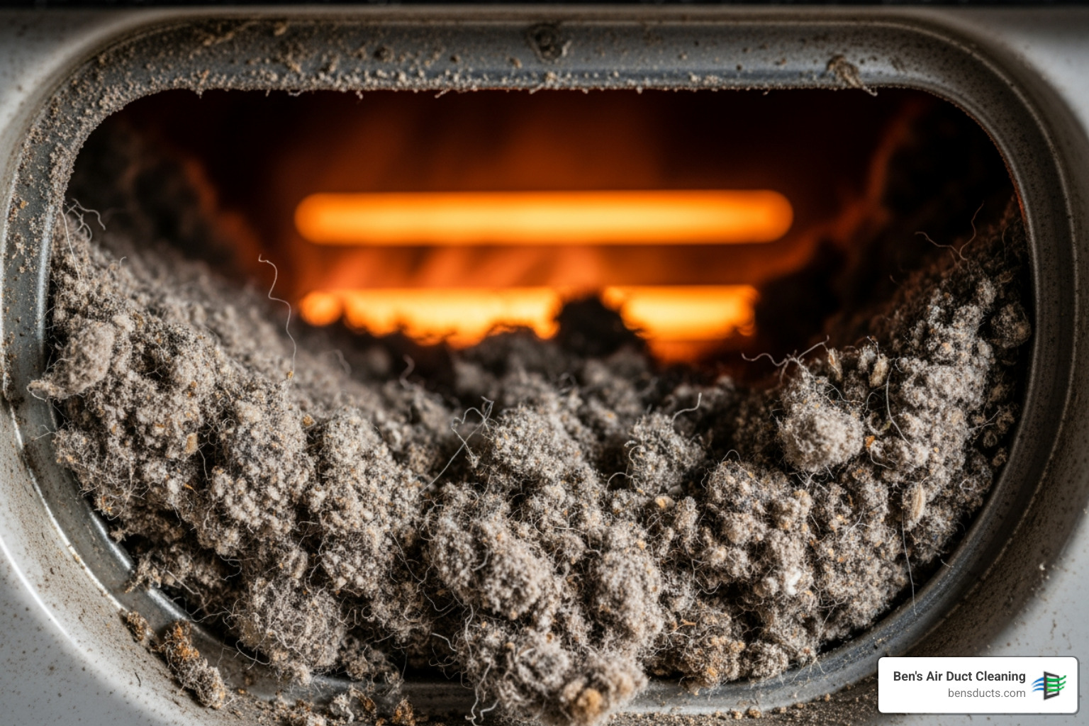 infographic showing the fire triangle in a clogged dryer vent with heat source from dryer heating element, lint buildup as fuel, and oxygen flow creating fire risk, with clear labels and warning icons - 24 hour residential dryer vent cleaning in strongsville, oh