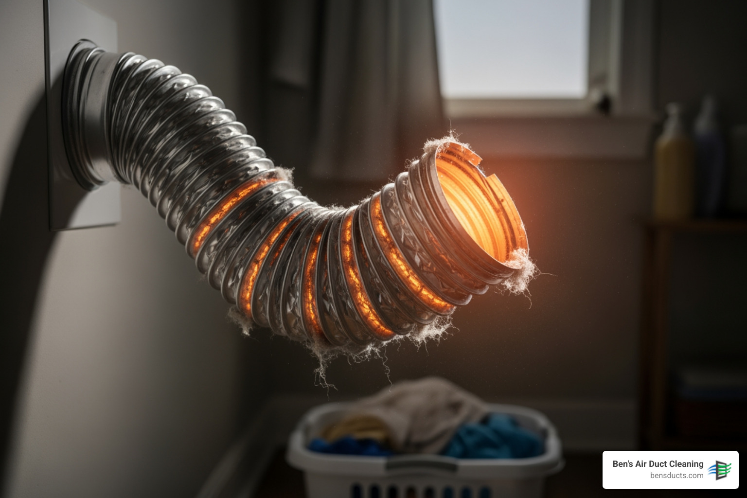 infographic explaining the top 3 risks of a clogged dryer vent: fire, carbon monoxide, and wasted energy - 24 hour residential dryer vent cleaning in berea, oh