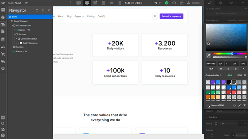 Curated X - Webflow Template And Ui Kit Color