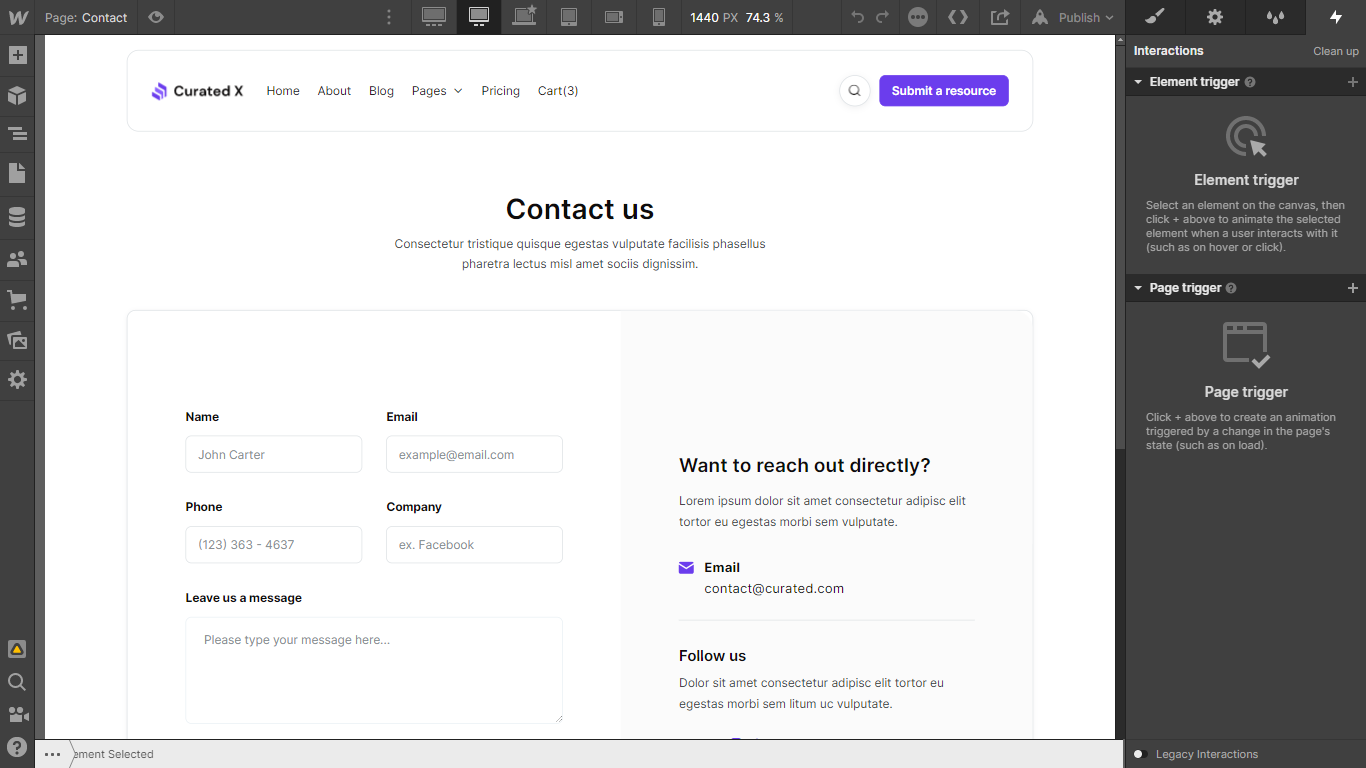 Curated X - Webflow Template And Ui Kit Static Content