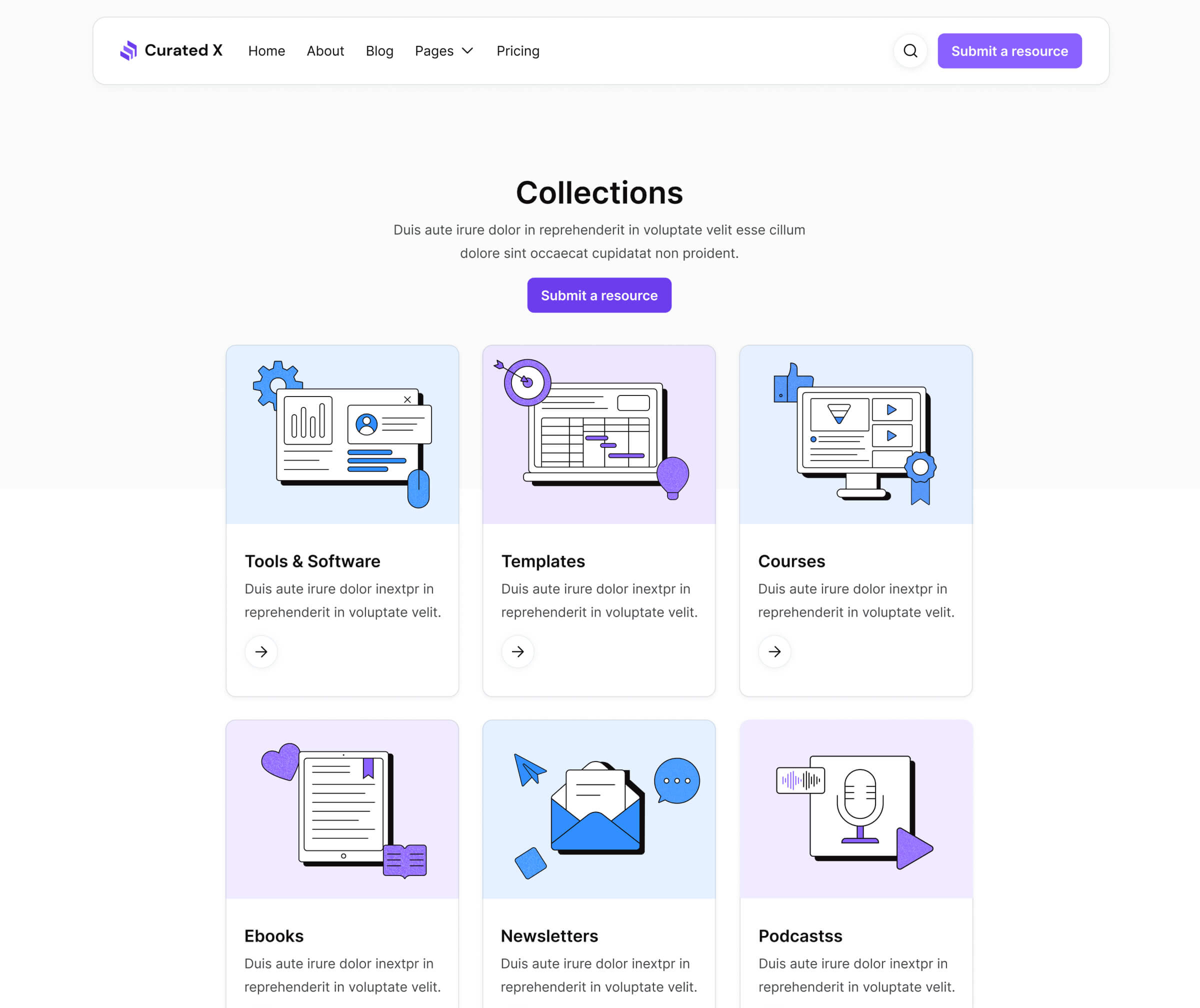Curated X - Collections Page - Curation Website Webflow Template