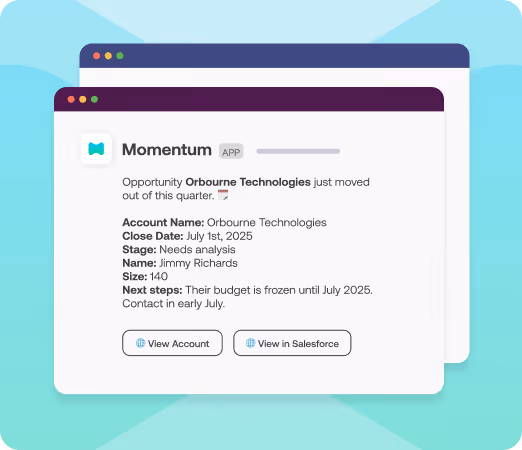 Forecast change: Deal rolled to next quarter