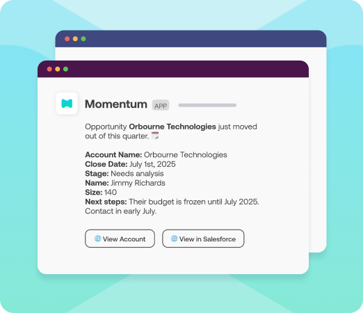 Forecast change: Deal rolled to next quarter