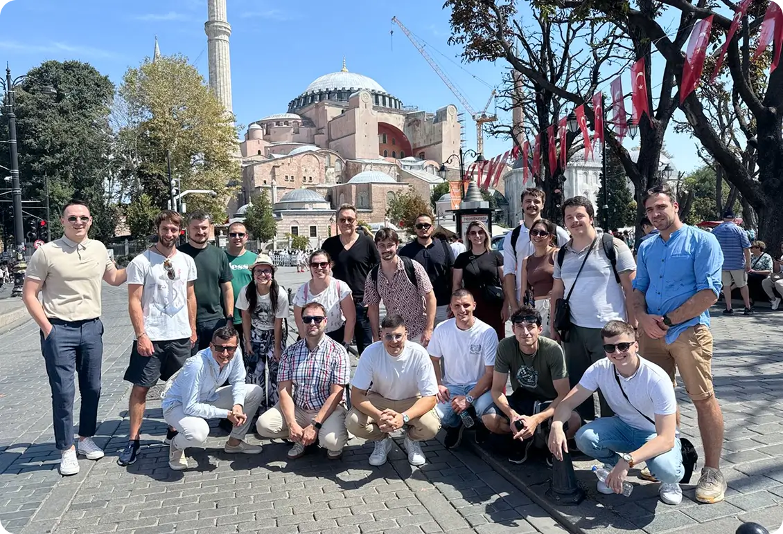 Our story image showing the team that founded Atfinity in Switzerland and built a no-code client process optimisation platform for banks.