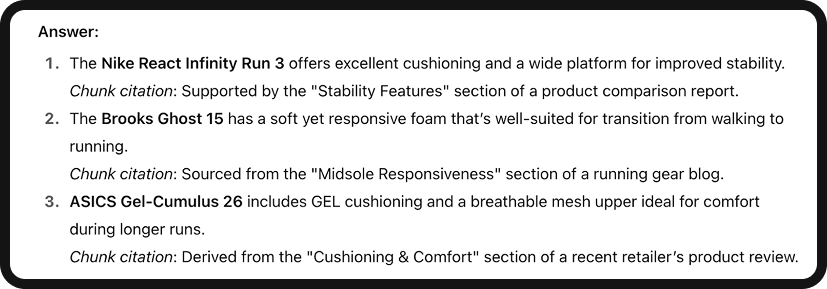 Screenshot illustrating chunk-level citations in ChatGPT.