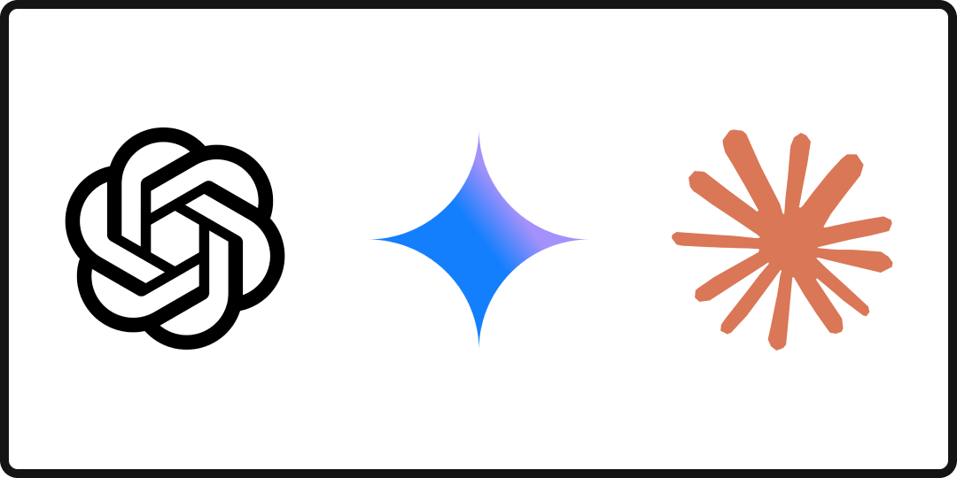 ChatGPT, Gemini, and Claude logos; leading AI content writing tools.