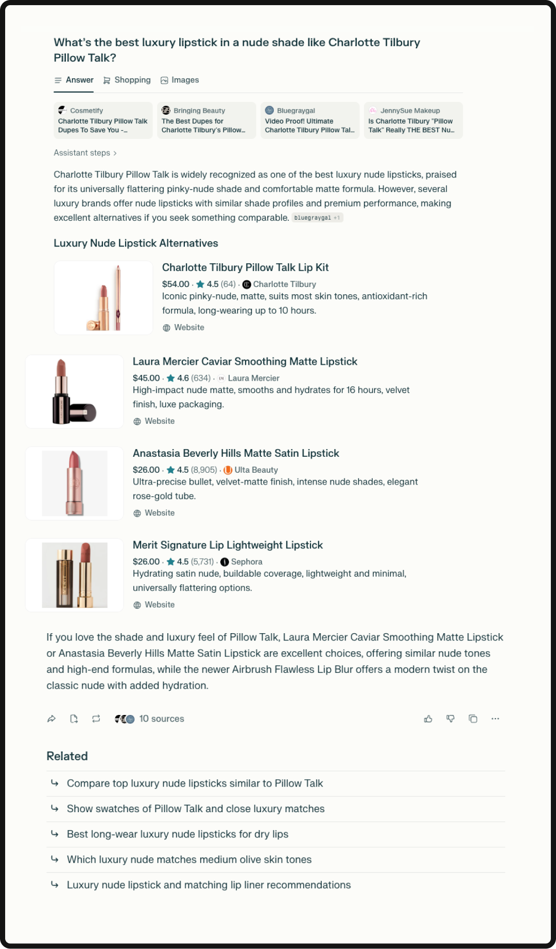 Example of a brand speaking like a user when optimizing for Perplexity shopping. 