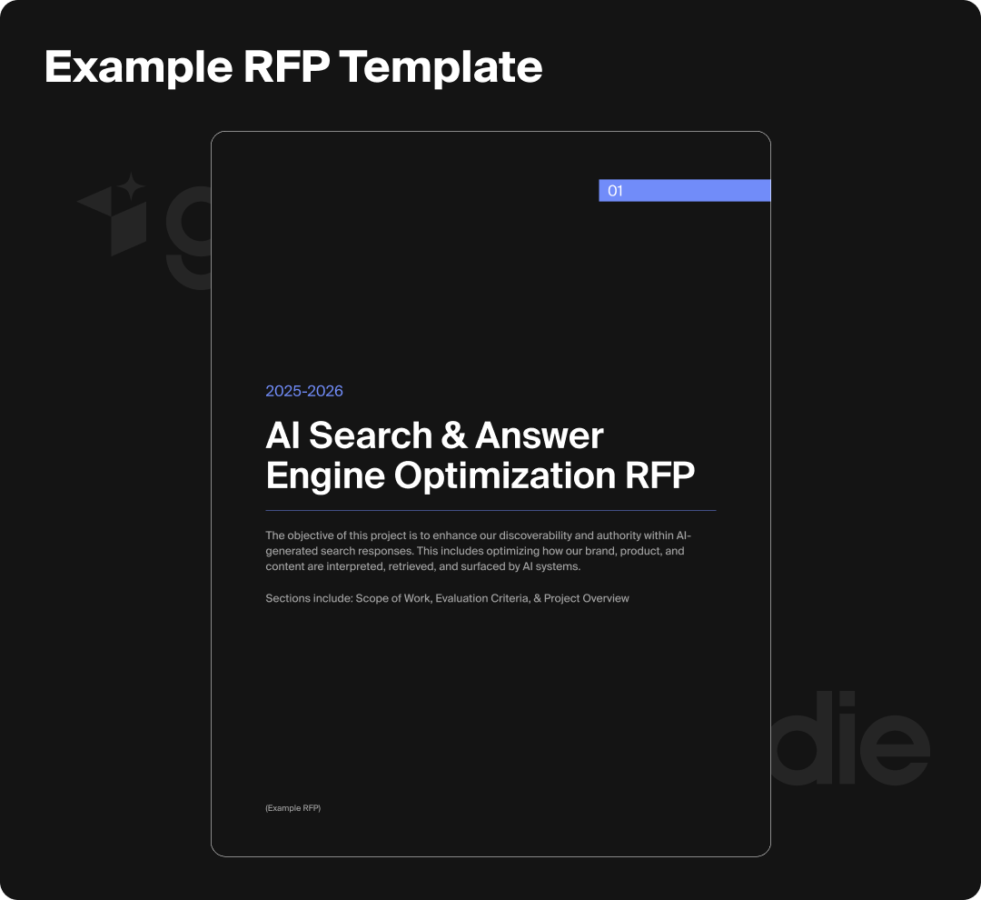 Graphic showing an example of an AI search RFP template.