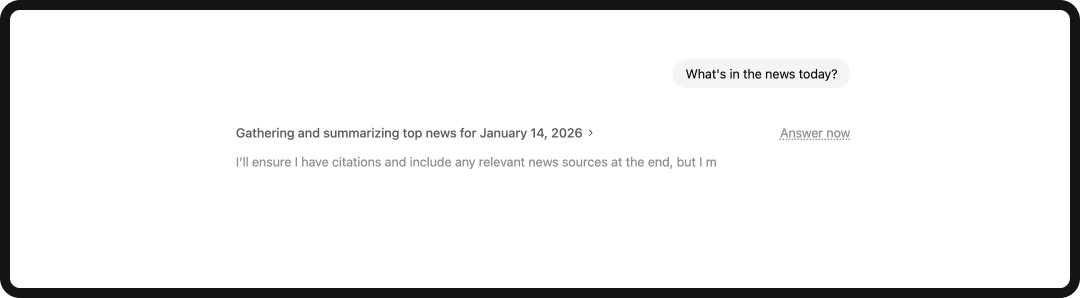 Example of an LLM gathering fresh web data to synthesize an answer.