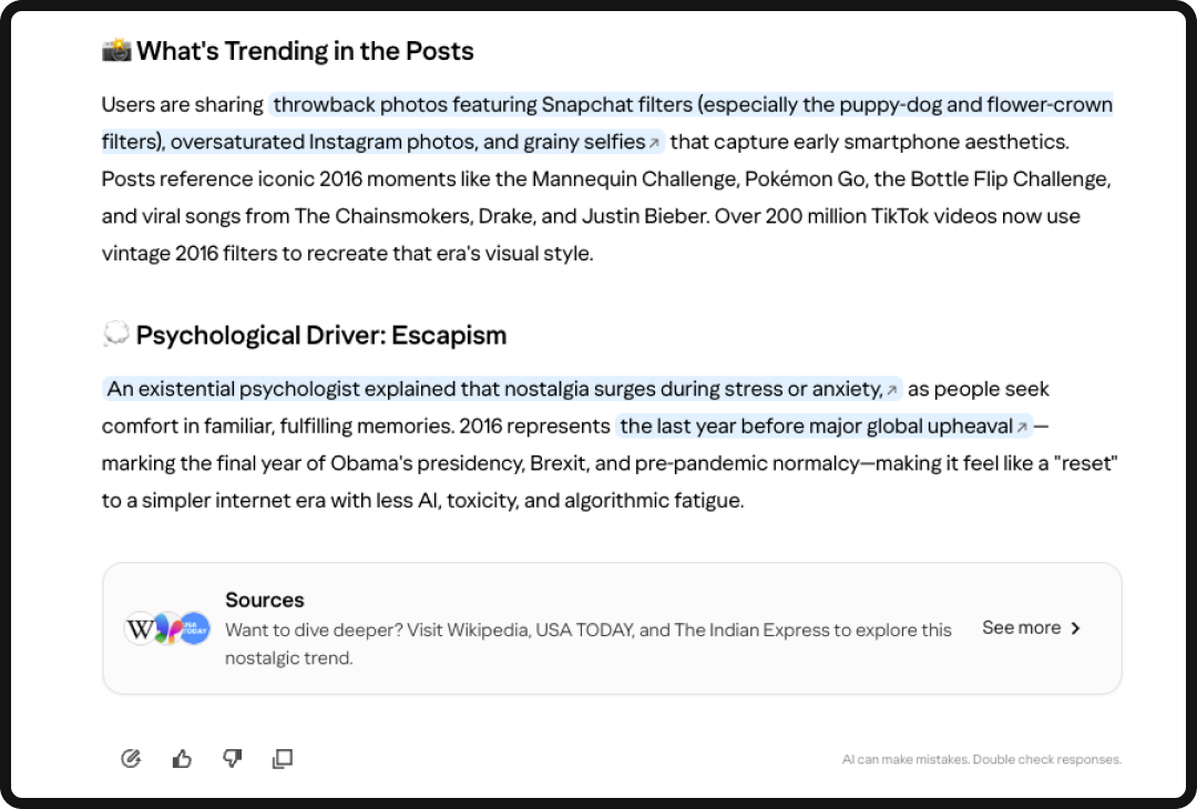 Example of a Yahoo Scout summary of information after performing a search.