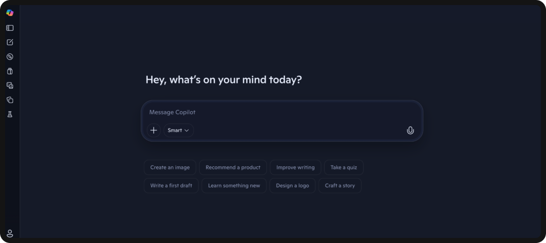 Microsoft Copilot interface, one of the leading AI search engines.