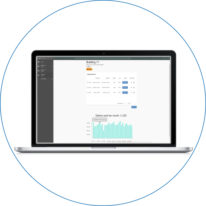 Icon showing growth chart with text serving customers in 47 states SimpleSUB water submeters