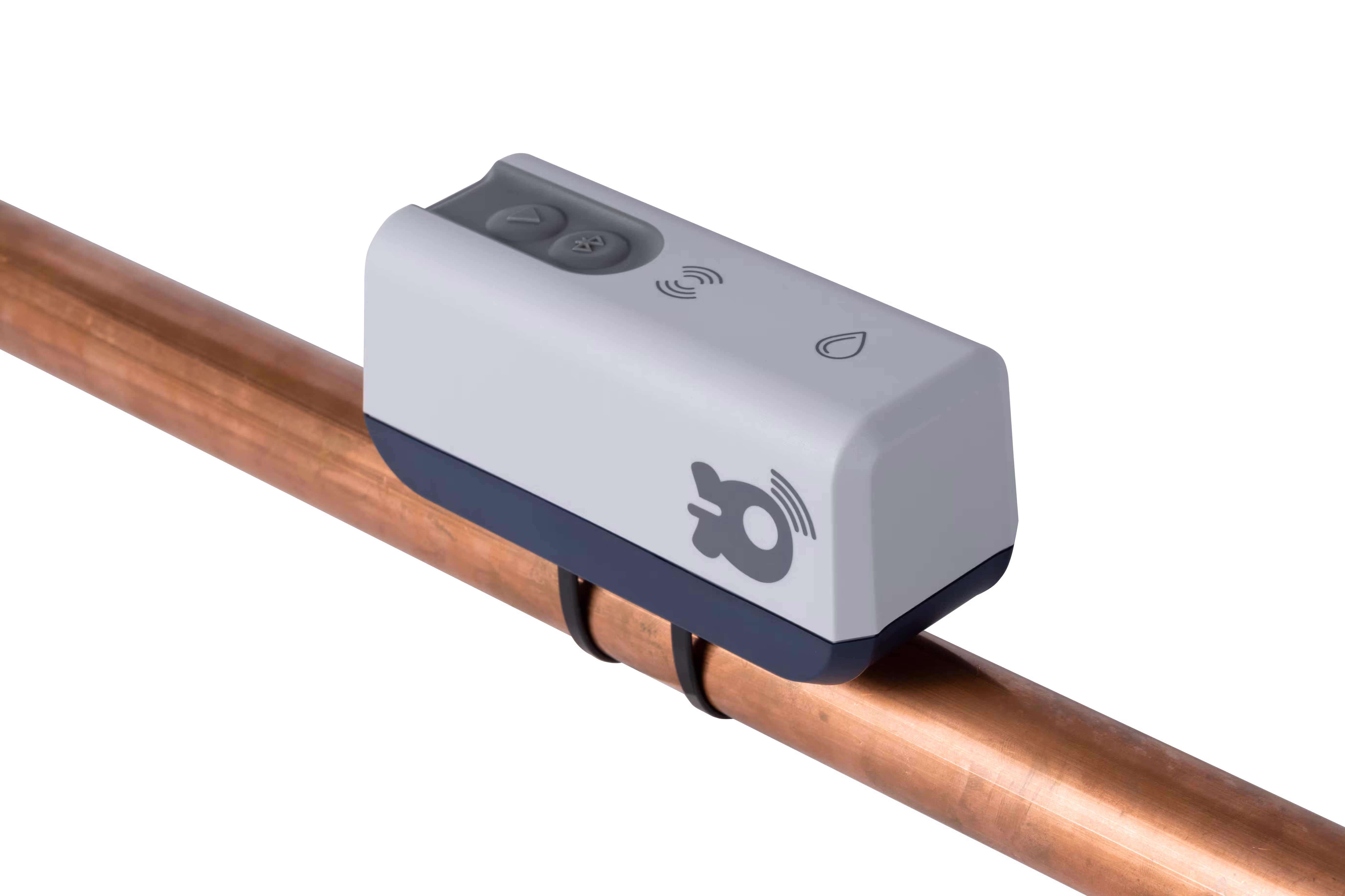 Non-invasive ultrasonic water submeter with cellular connectivity for easy installation without plumbers or Wi-Fi, helping recover water costs, detect leaks, and increase NOI