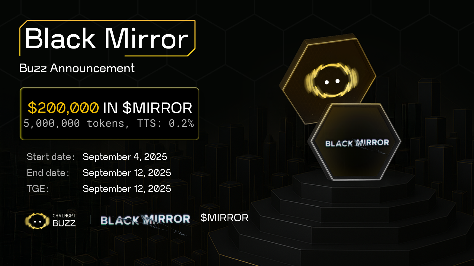 🫨 Black Mirror Buzzdrop on ChainGPT Pad: Earn Your Share of $200,000 in $MIRROR