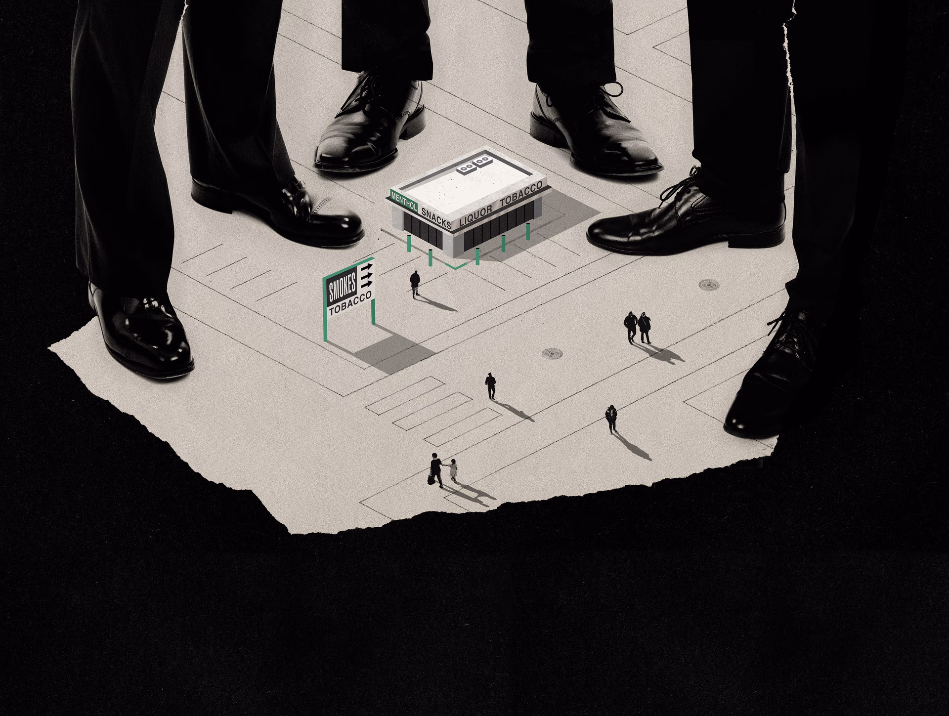 a group of people standing on a map