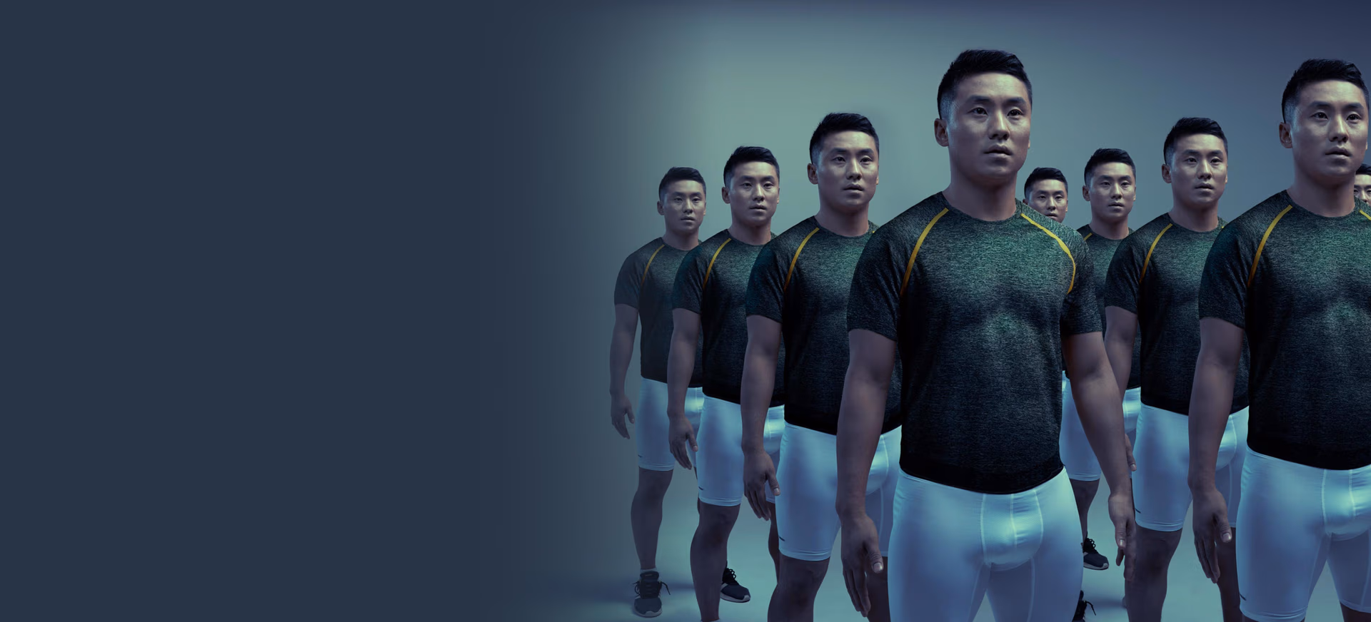 a group of men in a row