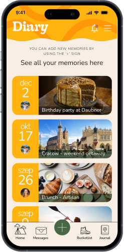Diary feature main screen