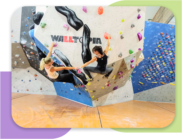 Founders climbing in climbing gym