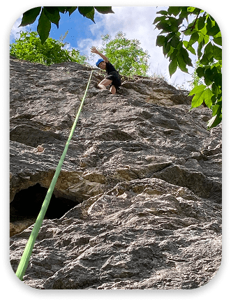 Kid rock climbing
