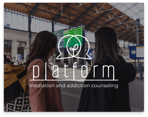 Platform logo with train station background