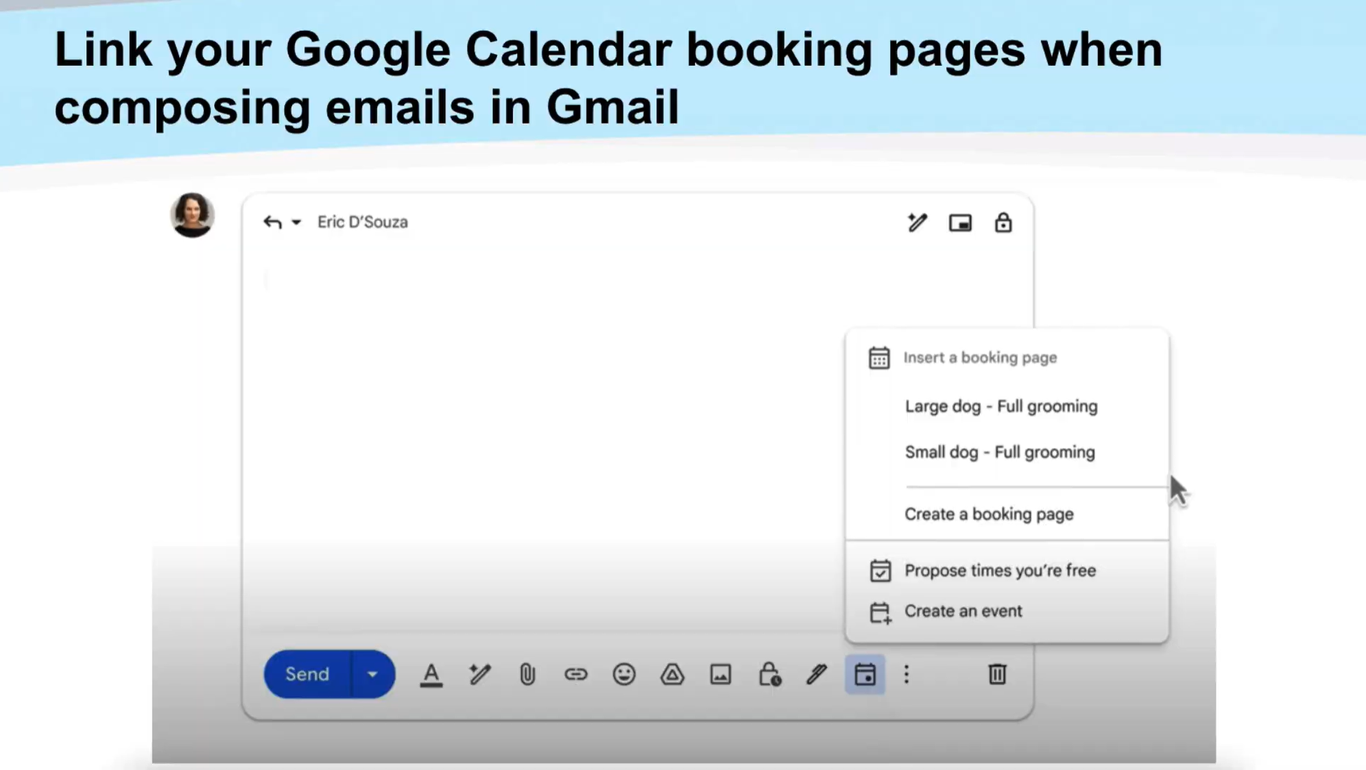 Calendar booking in gmail