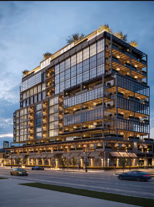 Image with a building at evening