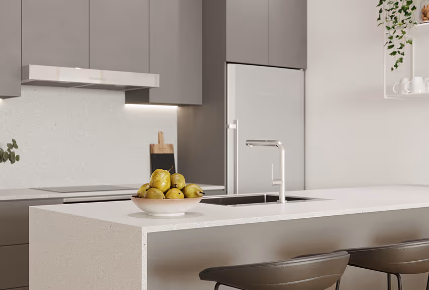 Image with a white kitchen