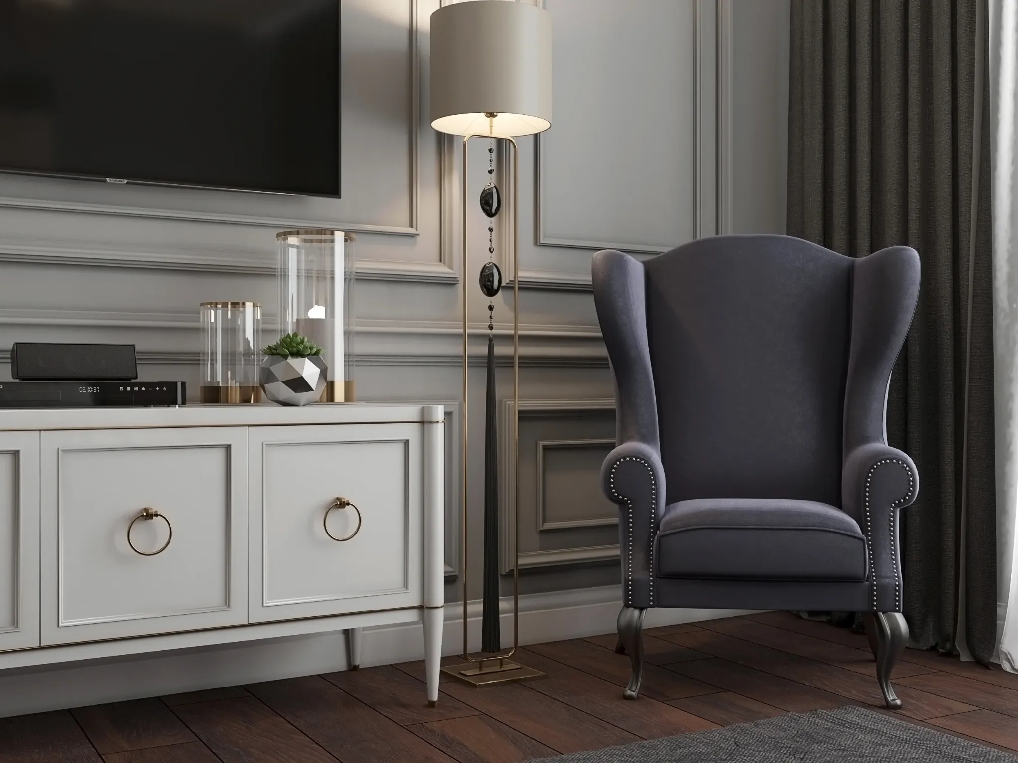 Interior renderings with actual furniture samples from a provider