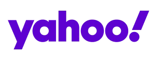 Yahoo logo in purple lowercase letters with an exclamation mark.