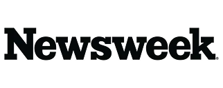 Newsweek logo in black letters on a black background.