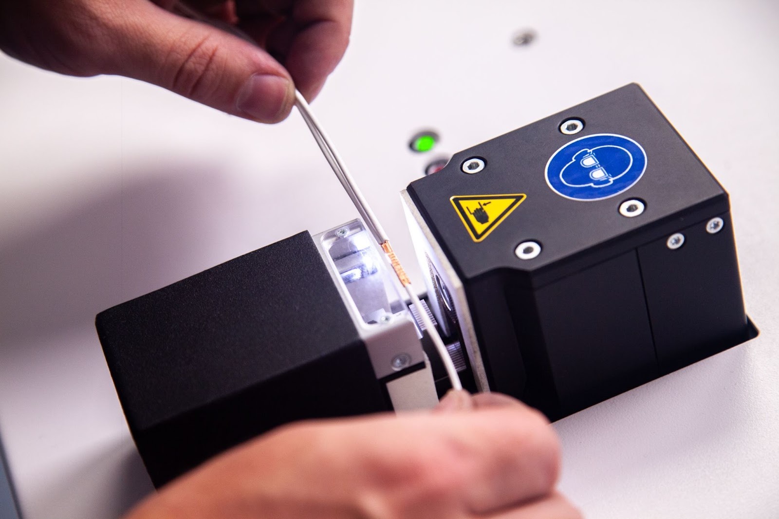 Ultrasonic wire welding equipment used in ISO 9001 certified wiring manufacturing for strong, consistent electrical joints