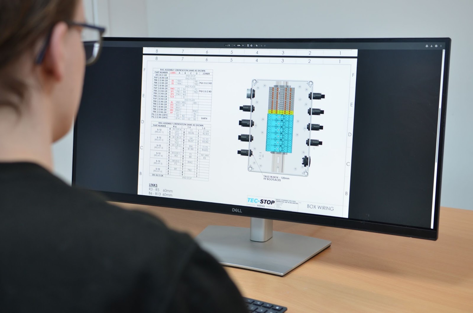 CAD design software showing industrial wiring harness layout used in machinery electrical systems