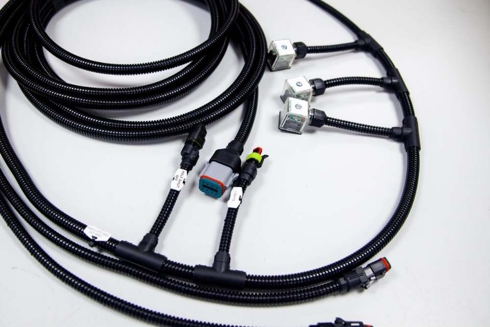 Finished custom wiring harness assembly manufactured by Tec-Stop in the UK