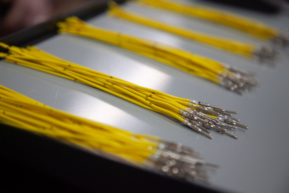 Prepared cable assemblies ready for inspection and repeat production manufacture