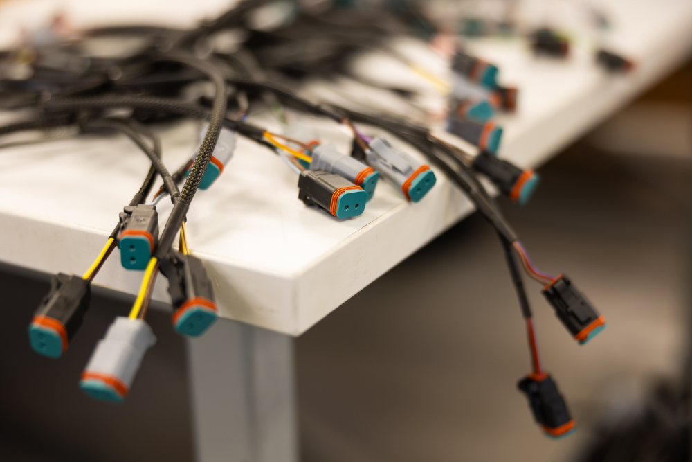 Finished custom wiring harness manufactured by Tec-Stop in Worcester