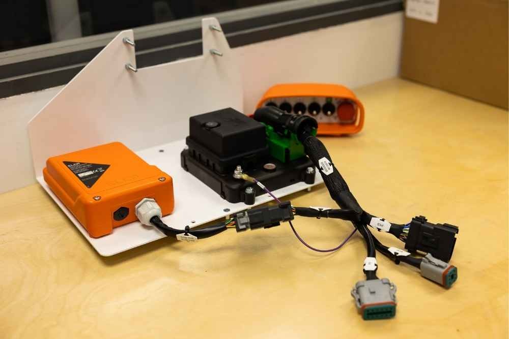 Completed custom wiring harness with multiple connectors and components