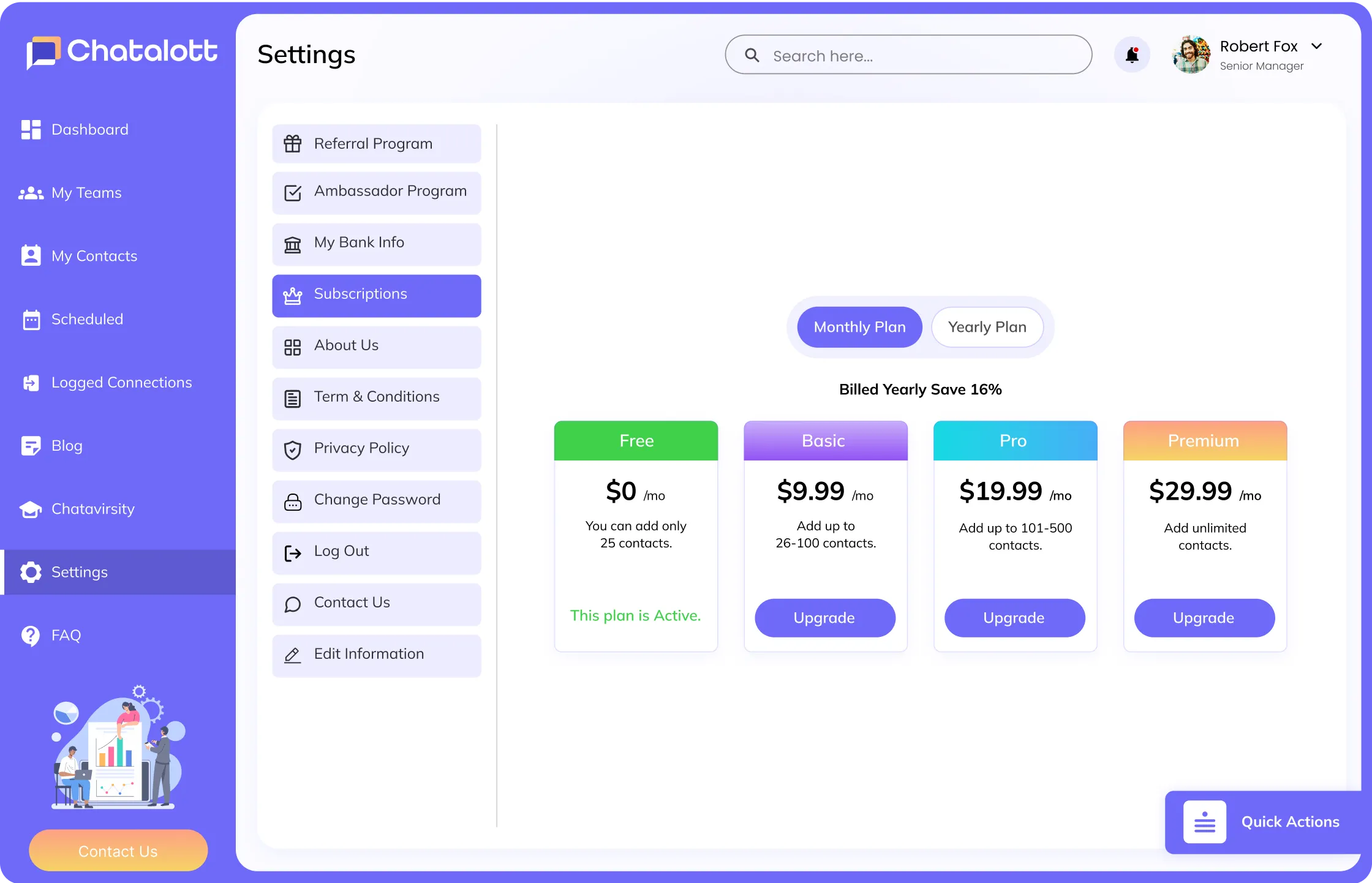 dashboard setting