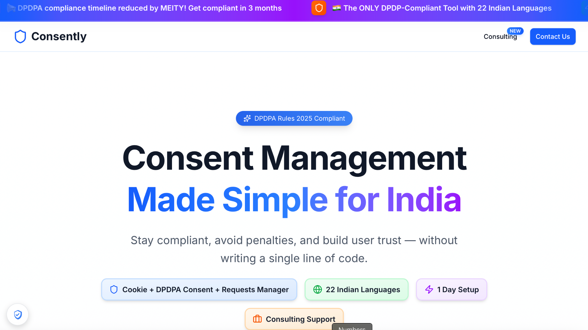 Consently Homepage