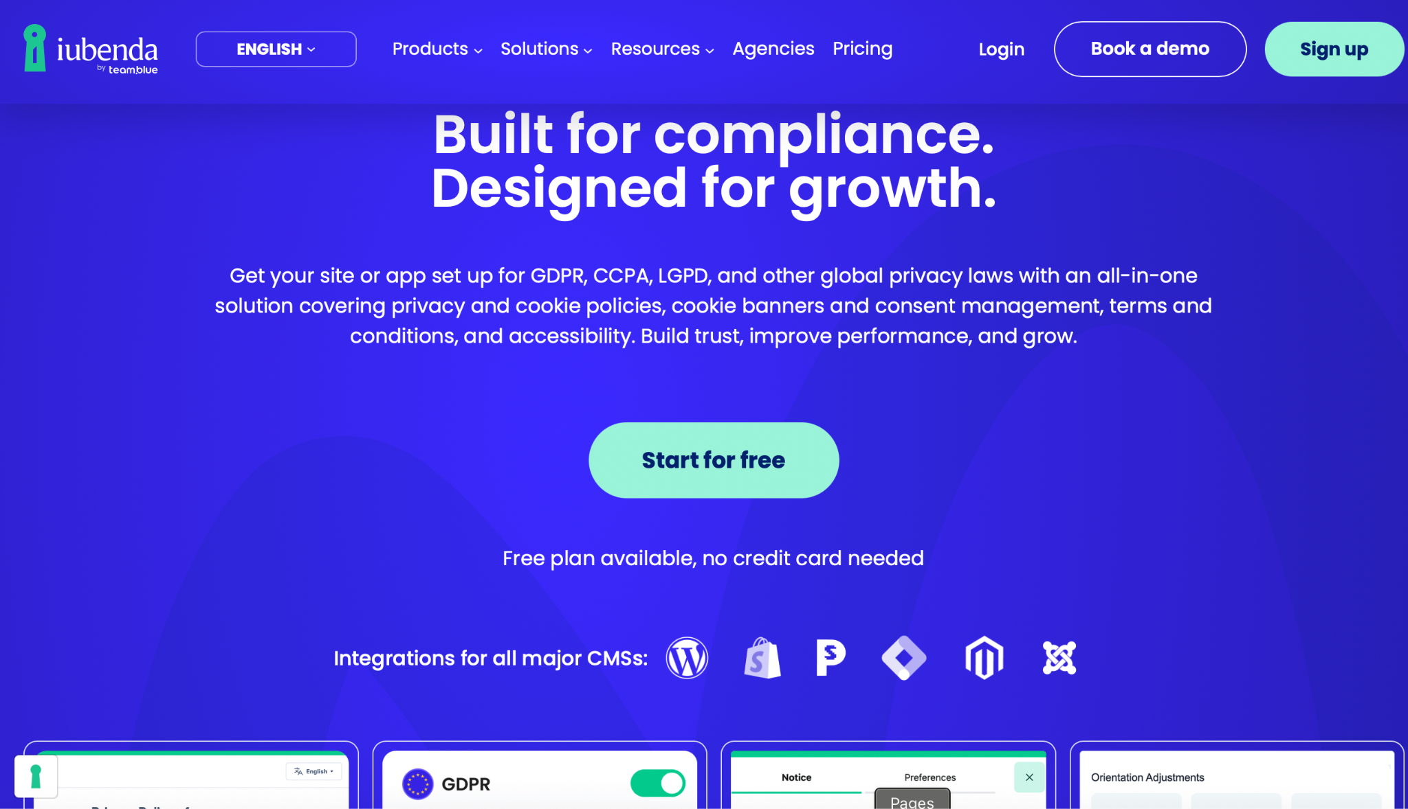 iubenda Homepage
